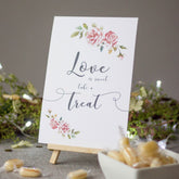 white-boho-love-is-sweet-card-and-easel-wedding-sweet-candy-bar-sign|LLSTWBOHOLIS|Luck and Luck| 1